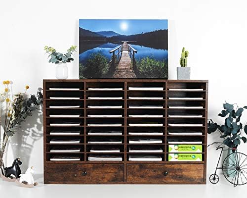 PAG-Mass Mail Sorter Organizer, Wood Literature Organizer, Student Mailbox for Classroom, Desktop Bill Paper Organizer for Office Home School, 38 Compartments, Antique Brown - Image 5