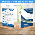 Kersally Acrylic Sign Holder 8.5 x 11, 3 Pack Double-Sided Clear Table Display Stands with Wood Base,Vertical Acrylic Frame Menu Flyer Paper Holder for Stores, Restaurants, Hotels, Office, Show Fair - Image 2