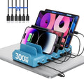 300W Charging Station for Multiple Devices, 8 Port Multi USB C Fast Charger Station Dock for MacBook iPhone 16/15/14/13/12 Samsung Pixel Series iPad, Blue (6 Mixed Short Cables Included) by LcssioChargeFaster