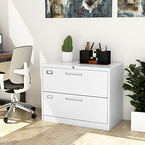 Fesbos Lateral File Cabinet with Lock, 2 Drawer Large Metal Filing Cabinet,Home Office Lockable Storage Cabinet for Hanging Files Letter/Legal/F4/A4 Size-Assembly Required - Image 2