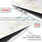 DONGKE for MacBook Air 13 Inch Case M5 2026 M4 2025 M3 M2 2024-2022 A3449 A3240 A3113 A2681, Plastic Hard Shell & Keyboard Cover & Screen Film for MacBook Air 13.6 Inch Case - Golden Floral - Image 2