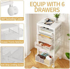 Sbanmao 6 Drawers Rolling Utility Cart, Rolling Storage Cart with Wooden Tabletop, Storage Drawer Cart on Lockable Wheels, Craft Cart for Bedroom, Classroom, Office, White - Image 4