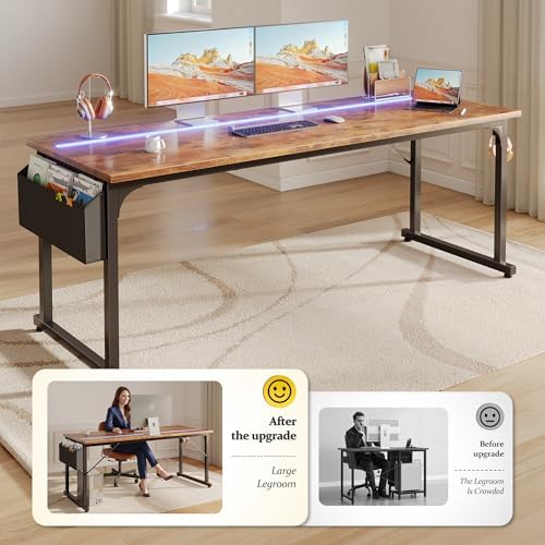 DurayLoly 71 Inch Office Desk with Waterproof LED Lights for Home Work - Image 5