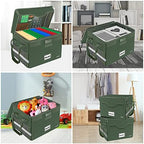 DocSafe Fireproof Document Box with Lock,File Storage Organizer with Pockets,Collapsible Portable File Box Home Office Safe Filing Cabinet with Handle for Hanging Letter/Legal Folders,Green,2 Pack - Image 2