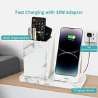 Wireless Charger with Desk Organizer, Wireless Charging Station for iPhone 13/13 Pro Max/13 Pro/12 Series/11/XS Max/XR/X/8Plus/SE 2, Wireless Charging Stand with Leather… (Marble) - Image 2