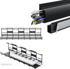 Cable Management Under Desk 31.5'' J Channel Cable Raceway, 2 Pack Cord Hider Desk Cable Tray and Under Desk Cable Management Tray, Metal Cord Organizer for Desk by DELAMU
