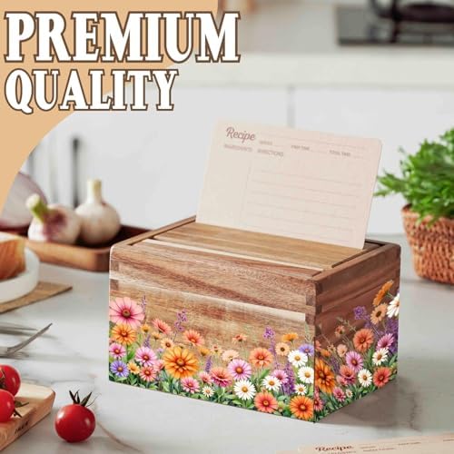 InnoBeta Floral Recipe Box with Flower Pattern Design, Recipe Card Holder Box with 50 Recipe Cards, 10 Dividers, Recipe Organizer for Christmas, Birthday, Mother's Day - Image 4