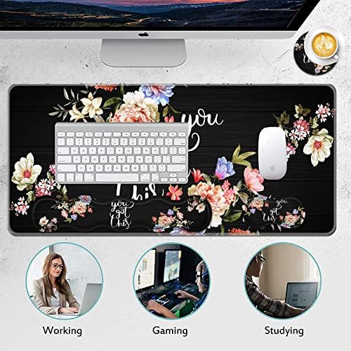 Mouse Pad Set,(31.5×11.8 in) Desk Pad + Keyboard Wrist Rest Support + Mouse Wrist Rest + Coaster for Office,Home,Computer,Laptop - 4 Motiavation Quote You Got This - Image 6