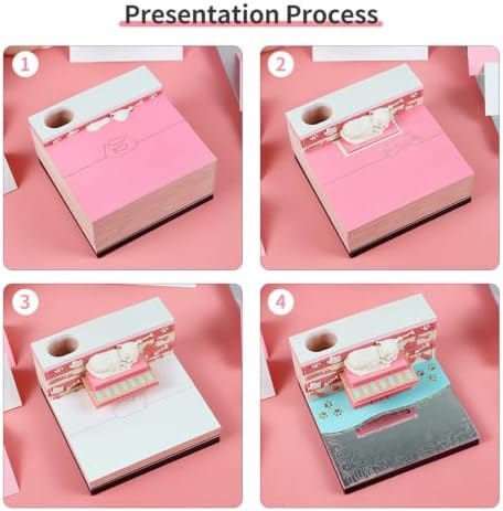 3D Calendar 2027, Desk Time Piece Calendar 2027,Tear-Away 3D Paper Art Notepad w LED Lights,Creative 3D Memo Artsy Pad Calendars, DIY Paper Carving Gift (Cute cat) - Image 4