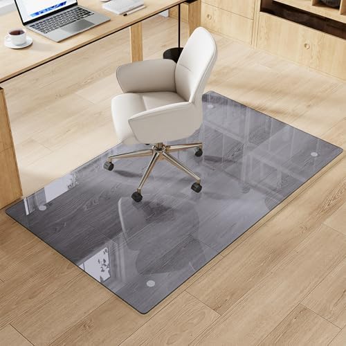 30" x 48" Gray Tempered Glass Chair Mat for Carpet & Hard Floors - Image 2