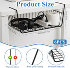 6 Pcs Under Shelf Basket, Slide in Wire Hanging Storage Baskets - Image 2