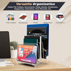 File Holder File Sorter, Vertical File Organizer for Desk, Desk Top File Folder Organizer Stand, Acrylic File Rack File Folder Holder, 5 Sections Clear File Stand for Office, School, Home - Image 4