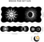 4 in 1 Desk Mat Set,Mouse Pad with Keyboard Wrist Rest,Wave-Shaped Design,Non-Slip Rubber Base,Waterproof,for Home,Office,Gaming,Sun and Moon - Image 2
