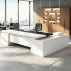 Executive Desk, L Shaped Executive Office Desk with Locking Drawer & File Cabinet, 1'' Thick Desktop, Large Office Desk with Storage, Modern Executive Computer Workstation for Home Office & Business by Unknown