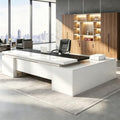 Executive Desk, L Shaped Executive Office Desk with Locking Drawer & File Cabinet, 1'' Thick Desktop, Large Office Desk with Storage, Modern Executive Computer Workstation for Home Office & Business by Unknown