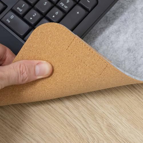 Desky Cork/Felt Desk Pad Extra-Large 35.4x11.8 inches Light Grey - Image 5