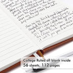 feela 15 Pack Pocket Small Notebooks Bulk, Mini Cute Notepads Hardcover College Ruled Lined Journals with Pen Holder for School Business Memos, with 15 Black Pens, 3.5”x 5.5”, A6, Brown - Image 3