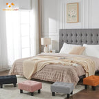 BRIAN & DANY Small Foot Stool, Linen Foot Stools with Legs, Stable Small Footstool for Living Room, Light Gray - Image 2