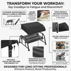 10-Level Adjustable Under Desk Footrest, XL Black Metal Frame - Image 5
