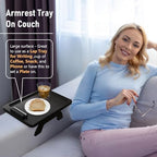 SINWANT Couch Armrest Table with 360° Rotating Phone Holder,Black - Image 2
