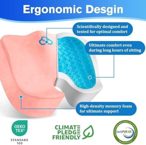 CushyOasis Seat Cushion, Office Chair Cushions, 5.28 in Thick (Pink) - Image 2