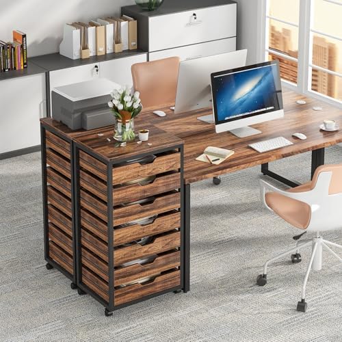 Tribesigns 7-Drawer File Cabinet, Wood Mobile Storage Drawer, Rustic Brown - Image 3