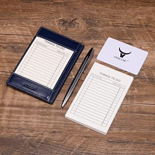 HISCOW Leather 3x5 Index Card Holder, Pocket Note Jotter, Antiqued Blue - Image 3