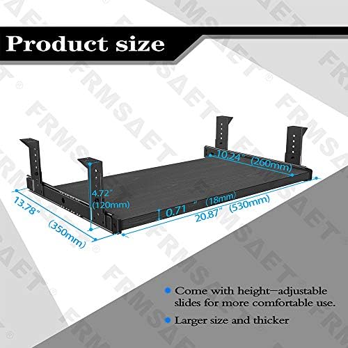 FRMSAET Office Product 20/24/30 inch Keyboard Drawer Tray(20 in, Black) - Image 4