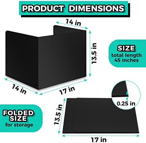 22-Pack Desk Dividers for Students - Durable & Waterproof Plastic Study Carrel Divider, Classroom Folders Teacher Supplies, Easy-to-Clean Plastic Privacy Shield Folder Boards for Student Desks, Black - Image 4