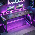 DurayLoly 55" Carbon Fiber Gaming Desk with RGB LED for Teens Bedroom,Black - Image 2