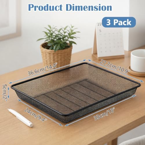 BTSKY 3 Pack Metal File Tray, Desk Organizer for Office Documents & Papers - Image 3