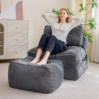 HIGOGOGO Square Stuffed Pouf Ottoman, Corduroy Poufs with Foam Chunk Filling, Furry and Fluffy Pouf Foot Stool Storage Ottoman, 25.6 X 25.6 Floor Poufs Foot Rest for Living Room, Dark Grey - Image 6