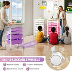 Goovilla Rolling Cart with 5 Drawers for Craft, Art, Dorm, Office, Purple - Image 5