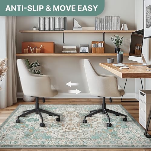 48"x72" Office Chair Mat for Hardwood Floor, Non-Slip Washable Cyan - Image 5