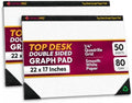 Large Graph Paper Pad 22x17 in, 2 Pack, 100 Sheets, 1/4 in Grid by CADMUSPRO