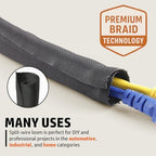 MGI SpeedWare Woven Mesh Split-Sleeve Wire Loom for High-Temperature Automotive Harness and Home Cable Management 25 feet (3/4") - Image 3
