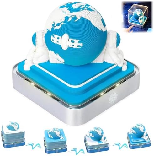 3D Calendar 2027, Desk Time Piece Calendar 2027,Tear-Away 3D Paper Art Notepad w LED Lights,Creative 3D Memo Artsy Pad Calendars, DIY Paper Carving Gift (Blue Earth) by Ksgolif