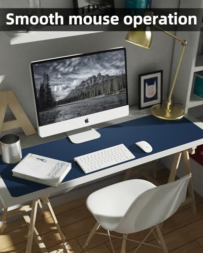 Desk mat Large, Leather Desk Pad Protector,Office Desk Mat,Mouse Pad, Non-Slip Desk Blotter, Laptop Desk Pad, Waterproof Desk Writing Pad for Office&Home (Midnight Blue, 48" x 24") - Image 5