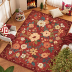 DUKINO 6x9 Area Rugs, Floral Washable Rug for Bedroom Non Slip, Red - Image 3