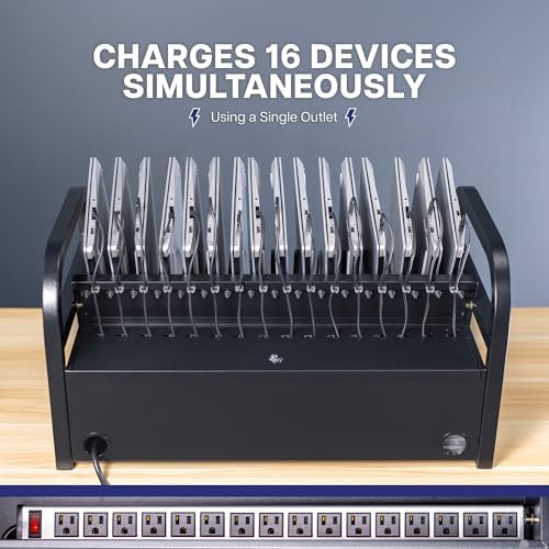 VIVO Black 16-Bay Locking Laptop Open Charging Station, STAND-LAPC3-L - Image 6