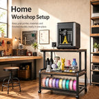 Homieasy 3D Printer Stand with Power Outlet, 23.6" x 23.6", Rustic Brown - Image 2