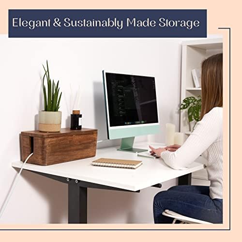 Large Cable Management Box, Wood Wire Organizer & Power Strip Cord Hider - Image 4