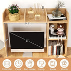 Desktop Bookshelf, 3-Tier Wood Countertop Bookcase with 5 Shelves, Desk Hutch for College Dorm, Multipurpose Desk Organizer Shelf Display Rack for Home Office, Hutch Top Only - Image 6