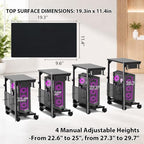 Adjustable Computer Tower Stand with Charging Station & Pegboard,Black - Image 4