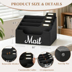 Rustic Wood Mail Organizer Countertop with 4 Slots, Black Mail Holder for Desk, Removable Dividers Mail Sorter, Letter Bill File Organizer for Home Office Classroom, Desktop Organizer with Free Labels - Image 7