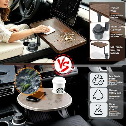 Car Desk for Laptop, 360° Swivel Height-Adjustable Cup Holder Laptop Mount - Image 6