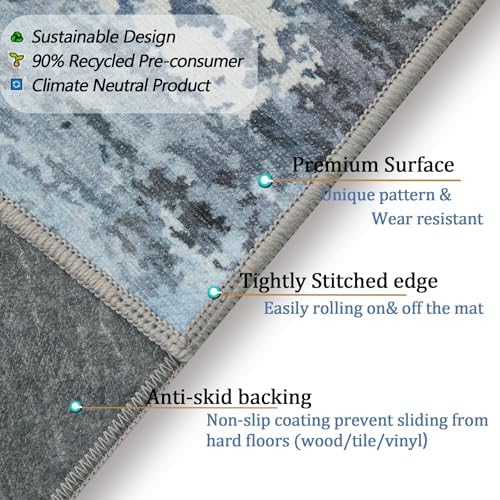 Office Chair Mat for Hardwood Floor, 0.2” Thick Non-Slip Desk Rug, Silent Glide Floor Protector for Rolling Chairs, Easy-Clean Surface, Silent Glide Mat for Tile & Laminate, Blue Gray Mist - Image 5