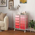 LDAILY 15 Drawer Rolling Storage Cart, Rolling Cart with Drawers for Classroom, Art Supply Craft Organizer on Wheel with Metal Frame & Handles for Home Office School - Image 2