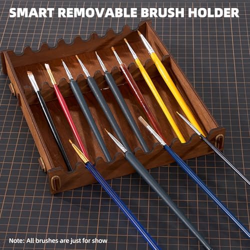 OPHIR Wooden Paint Organizer 98 Holes Rack for Miniature Paints & Brushes - Image 4