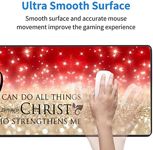 Large Gaming Mouse Pad, Keyboard Wrist Rest pad + Mouse Wrist pad + Coaster Set Extended Waterproof Non-Slip Table mat Suitable for Home Office Learning Games - Bible Verse Pink Philippians 4-13 - Image 3
